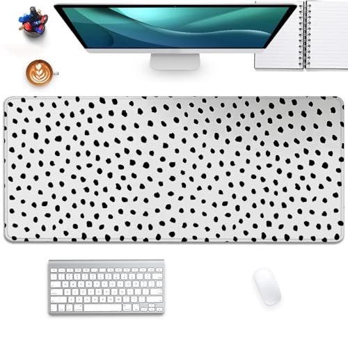 Image of Boho Extended Desk Pad Mouse Pad,Large Polka Dot Mouse Mat with Stitched Edges,Non-Slip Rubber Base Mousepad for Office Computer Keyboard Laptop Home(27.5X11.8 in)