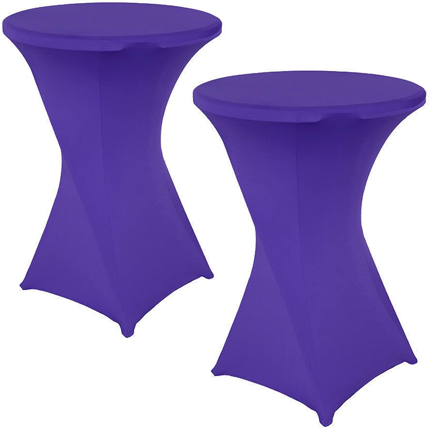 2 Pack 32x43 Inch Purple Cocktail Spandex Round Tablecloth Stretch Spandex Cocktail Table Fitted Cover for Weddings, Banquets, Events, Parties, Restaurants : Home & Kitchen