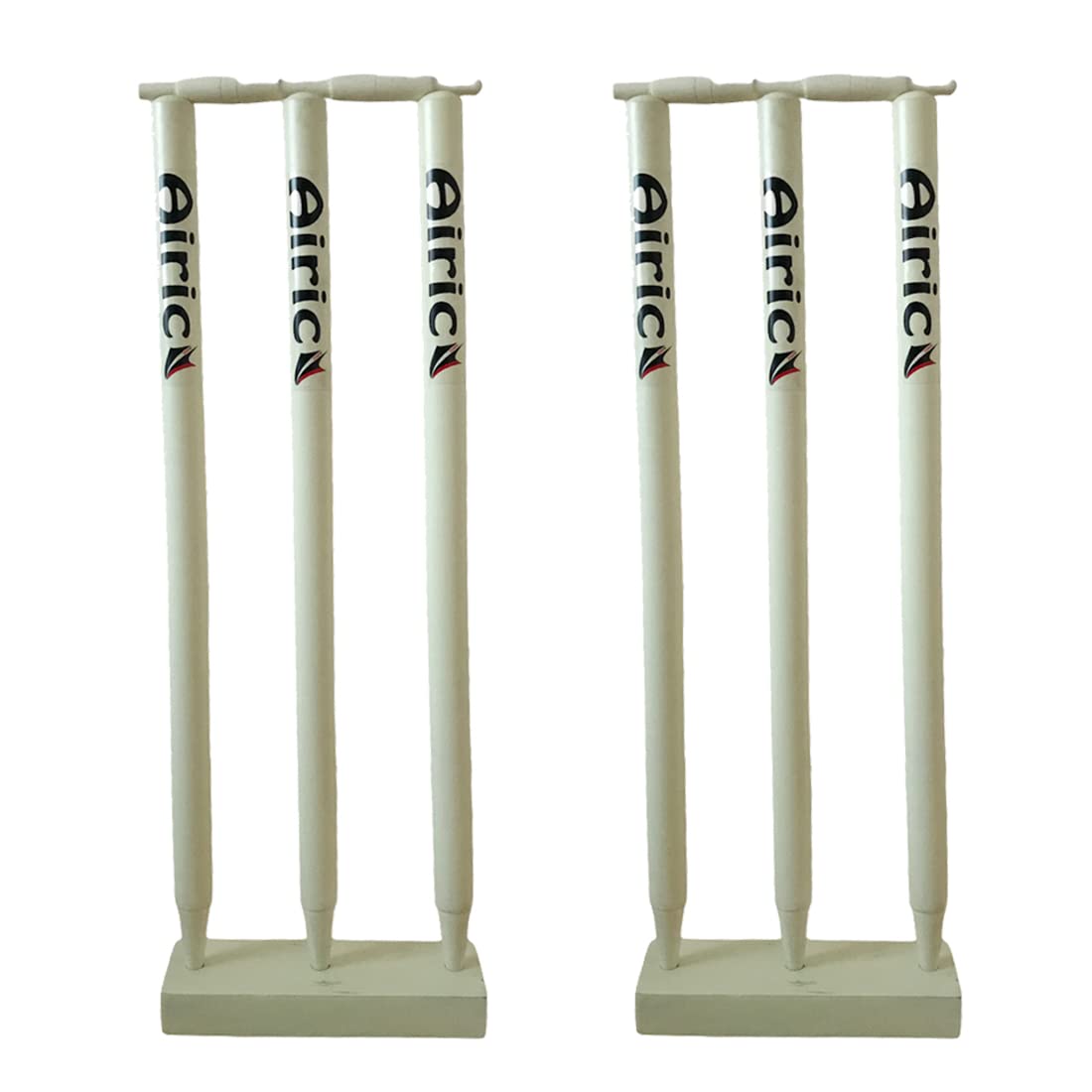 Airic Wooden Wicket Set with Bails and Wooden Base (27 Inches) Pack of 6