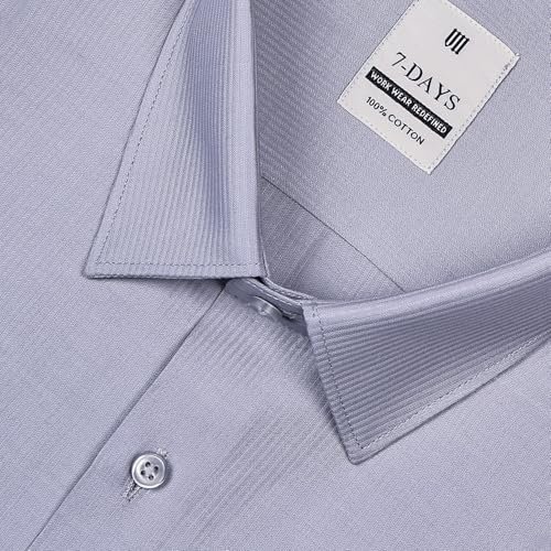 Image of 7-DAYS Men's Premium Formal Shirt - 100% Pure Cotton, Regular Fit, Plain, Full Sleeves, with Pocket - Perfect for Office Wear & Under Suits