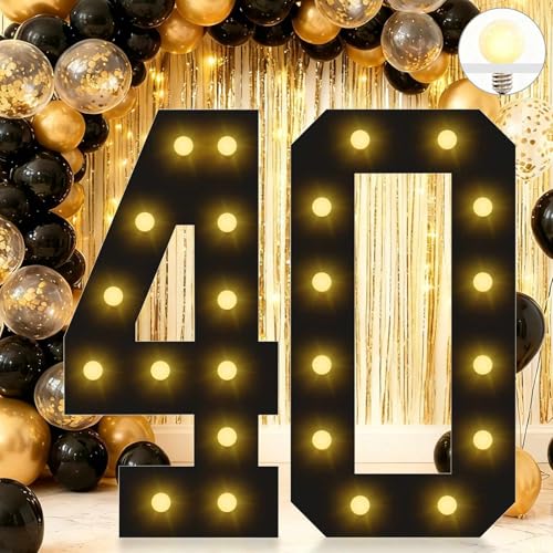 Números luminados 40 gigantes para fotos espectaculares de cumpleaños