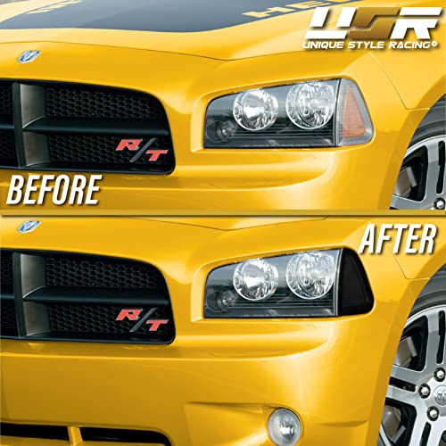 Usr Depo Charger Turn Signal Lights - Black / Smoke Front Corner Lamps (Left + Right) Compatible With 2006-2010 Dodge Charger Sedan (Smoked Lens) #TOP3
