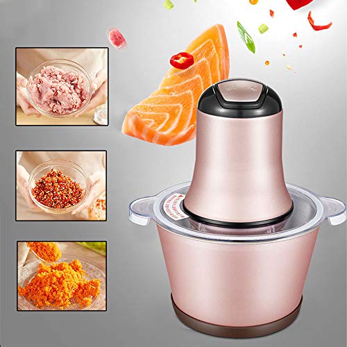 Mini Food Chopper, elektrische Küchenmaschine aus Edelstahl für den Haushalt, Fleischhackfleisch mit 4 abnehmbaren Klingen, 2,2 l Schüssel, 300 W,