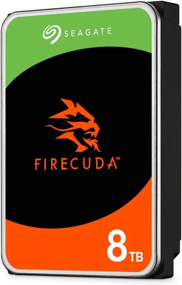 Seagate FireCuda HDD, 8 TB, Internal Hard Drive HDD - 3.5 Inch CMR SATA 6 Gb/s 7,200 RPM 256 MB Cache 300 TB/year, 3 year Rescue Services (ST8000DXA01)
