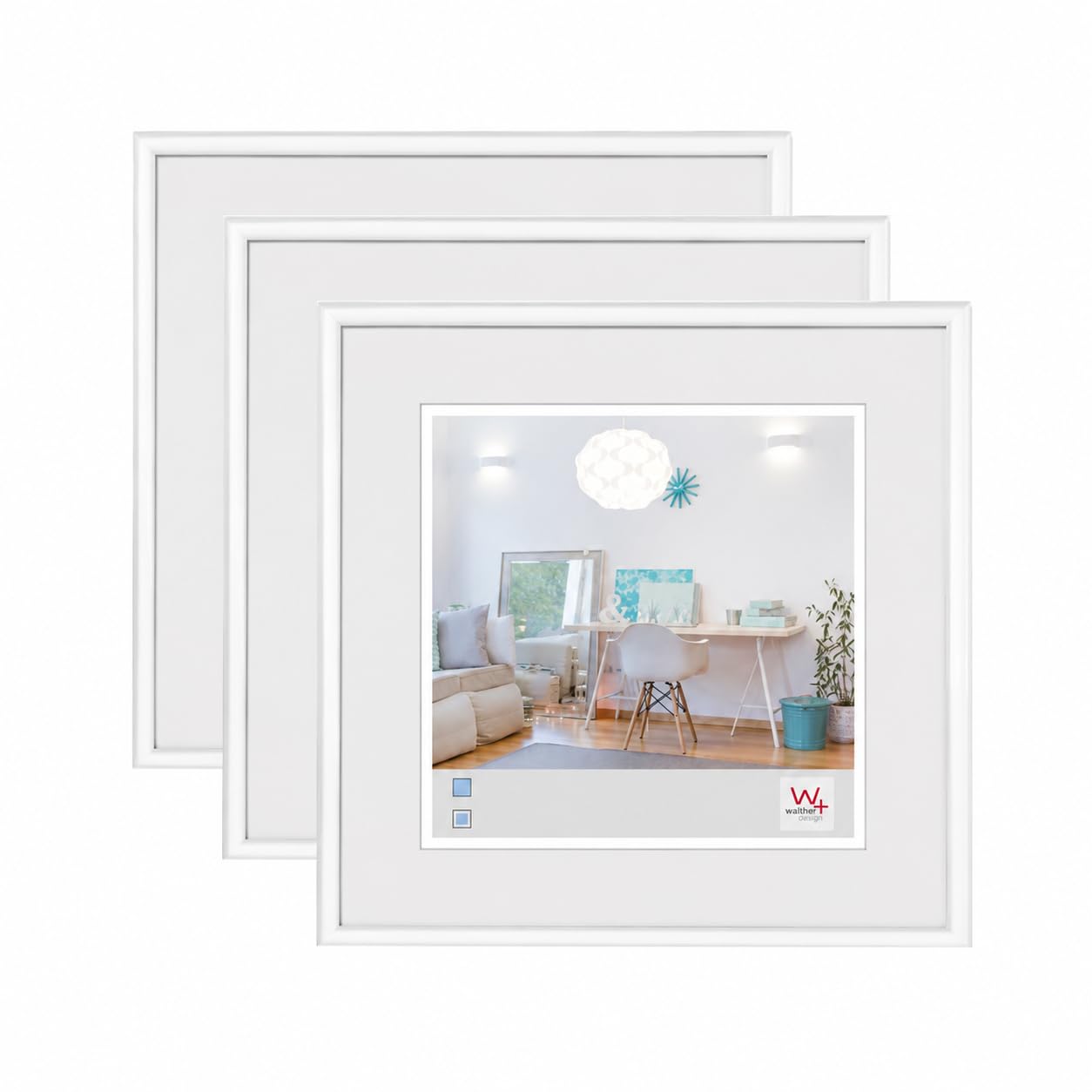 walther design Bilderrahmen Weiss 15x15 cm 3er Pack New Lifestyle Kunststoffrahmen KV150W3