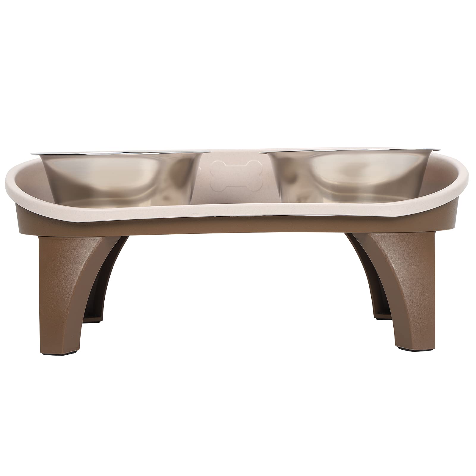 Cuencos Elevados para Perros, Soporte de Plástico con 2 Cuencos de Acero Inoxidable, Comedero Elevado para Perros Pequeños, Medianos y Grandes, 21 X 8,7 X 10,2 Pulgadas