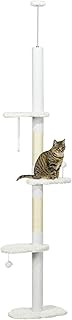 PawHut Floor to Ceiling Cat Tree with Scratching Posts, 88.5