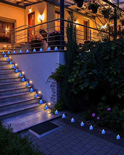 Treela 96 Pieces Realistic Tea Lights Candles Led Candles Battery Operated Romantic Candles Votive Fake Candles Led Tealight Candles Flameless Candles For Wedding Birthday Christmas Decor (Blue) #TOP3