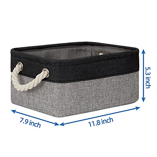 Temary Fabric Storage Baskets 6 Pcs Small Cloth Basket For Shelves Collapsible Decorative Storage Organizer Small Canvas Storage Bins With Handles For Nursery, Home(Black,11.8L X 7.9W X 5.3H Inches) #TOP1