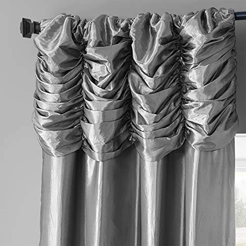 Image of HPD Half Price Drapes Ruched Faux Taffeta Silk Curtains 84 Inches Long Room Darkening Curtains for Bedroom & Living Room (1 Panel), 50W x 84L, Platinum