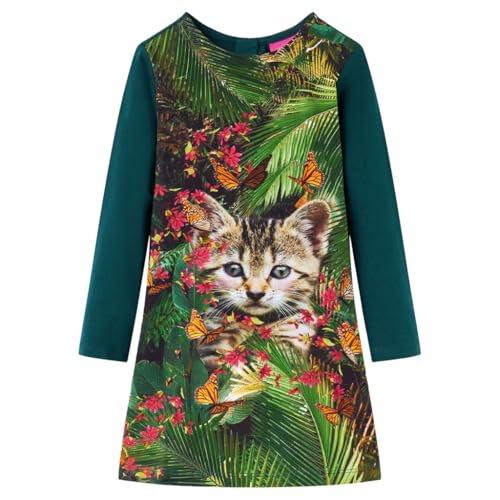vidaXL Kinderkleid mit Langen Ärmeln Katzen Langarmkleid Kinder...