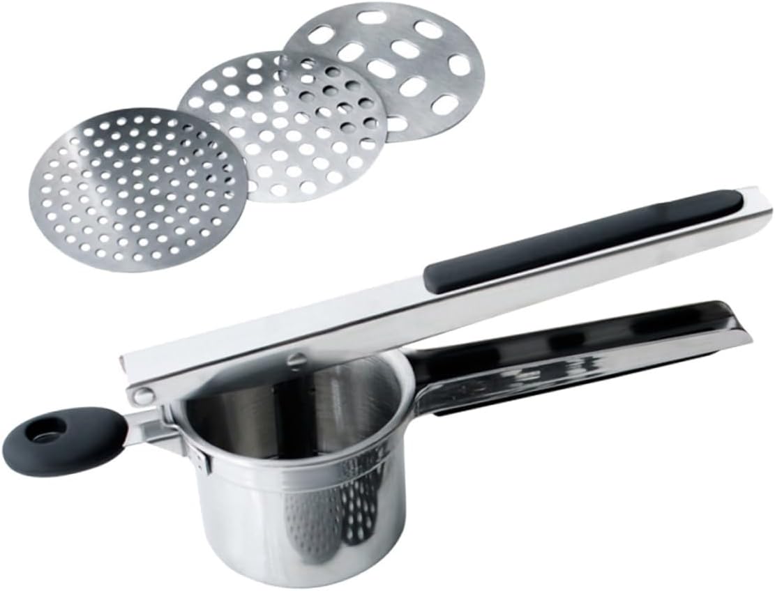 Non- Silicone Handle Potato Interchangeable Disks Food Pressing Tool for Easy Potatoes Fruits and Vegetables Construction