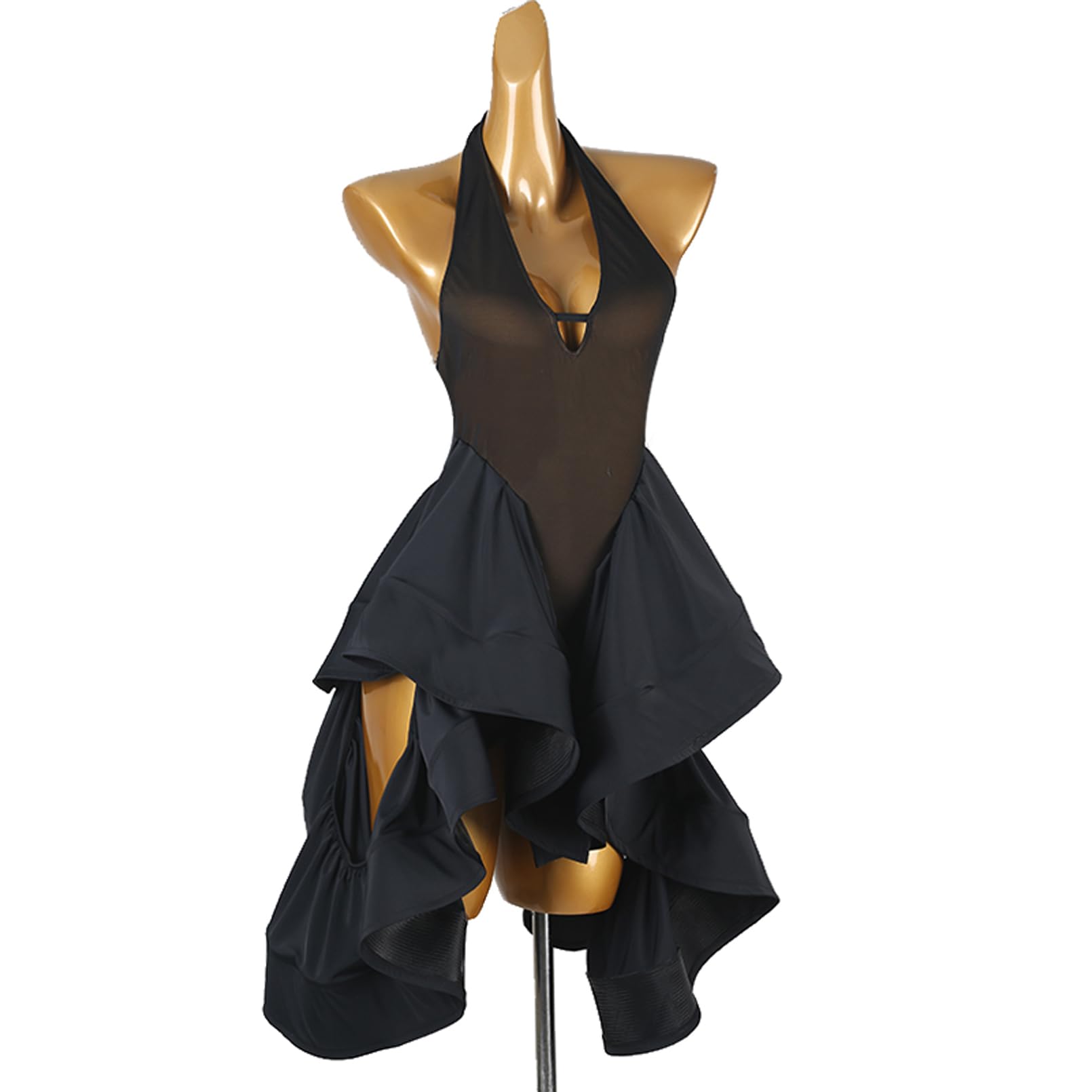 Elegantes Latein Tanzkleid Turnier Damen Mädchen mit Neckholder und Rückenausschnitt, Professionelles Tanzkleid, Trainingskleidung Competition Performance Kleid