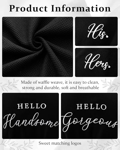 Image of Jecery 2 Pack His and Hers Robes Gifts for Couples Cotton Waffle Knit Matching Robes Party Anniversary Wedding Women Men