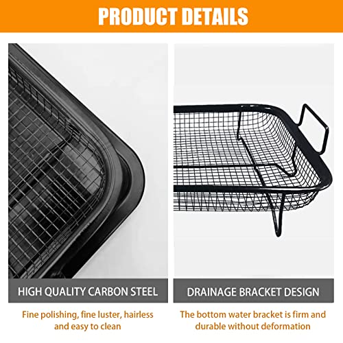 Grillkorb Grillgitter fettarm Backofen,CEIEVER Grillkorb Gitter für Backofen 33.5 * 22cm Grill Korb aus Edelstahl für Grillen, Waschen von Melonen, Obst und Gemüse und zum Abtropfen (Quadrat)