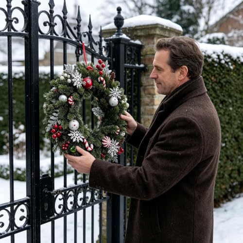 15.75 Inch Christmas Wreath with Snowflake Pinecone Berry for Door Decor - image 5