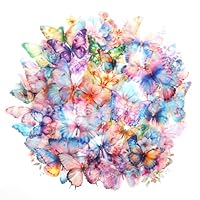 50 PCS Butterfly Stickers, Holographic Transparent Water Proof Stickers Realistic Transparent Sticker Colorful Pet Lovely Sticker for Teens Adults Gifts Stationery Scrapbook Luggage Laptop Window