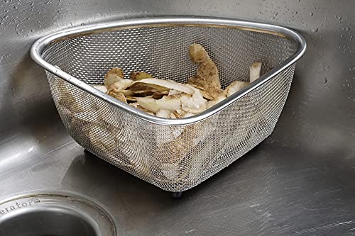 Rsvp International Endurance® In-Sink Mesh Colander Strainer Basket, 3 Quart | Organize Sponges, Collect Food Scraps | Dishwasher Safe | Small Corner Basket | Steaming, Draining & Rinsing #TOP4