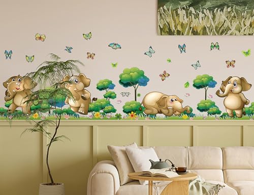 Vinilo Decorativo Animales Jungla Elefante Mariposa miniatura 3