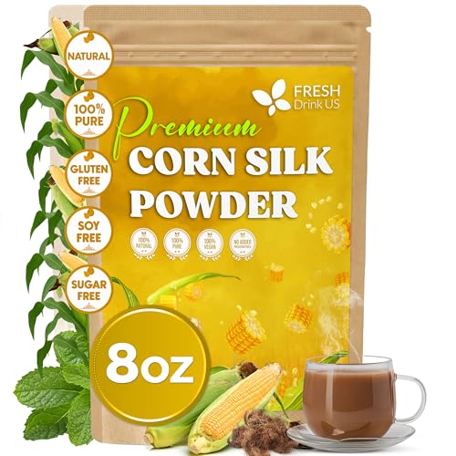 Image of FreshDrinkUS, Corn Silk Powder 8oz - Premium Herbal Ingredient, Pure Ground Corn Silk for Tea, Smoothies & Culinary Use - Resealable Pouch