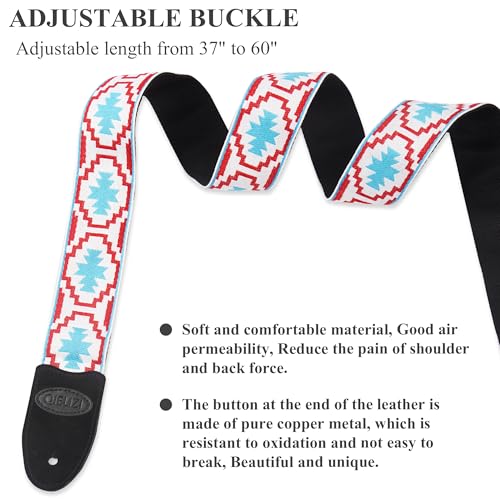 Image of Adjustable Guitar Strap Includes 2 Strap Locks & 2 Matching Picks & 1 Picks Holder & 1 leather Strap Button.