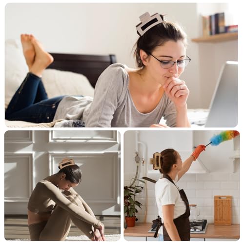 12 Pack 3.5 Inch Matte Square Hair Claw Clips for Women, Strong Hold Neutral Claws for Thick Thin Hair(Multicolor) - Image 5