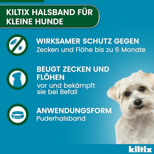 Kiltix Zecken- und Flohhalsband für kleine, aktive Hunde – ca. 35 cm langes Zeckenhalsband für langanhaltenden Zecken- und Flohschutz – Floh- und Zeckenmittel für Hunde