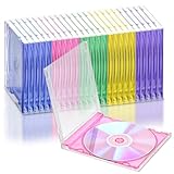 Kigley 25 Pcs 10.4 mm CD Jewel Cases Standard Single Clear CD Case DVD Cover Protection Replacement(Standard 10.4mm,Blue, Green, Pink, Purple, Yellow)