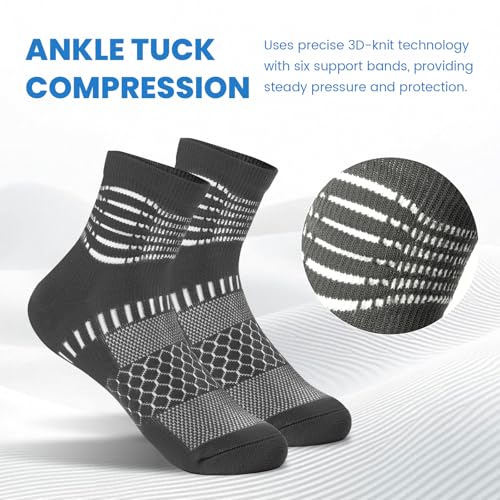 Image of IRAMY Ankle Compression Socks for Women Men Plantar Fasciitis Relief 3 /5 Pairs Cushioned Athletic Running Socks