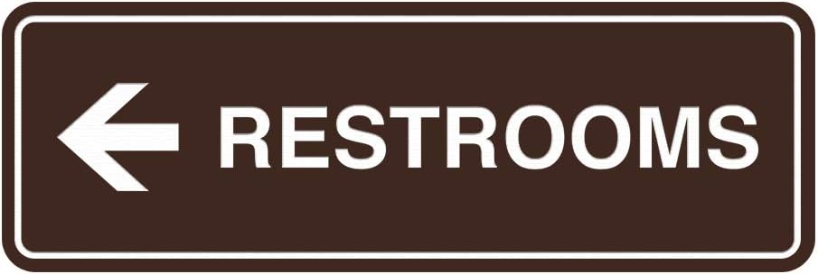 Signs ByLITA Standard RESTROOM (LEFT ARROW) Sign (Dark Brown) - Large