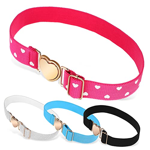 4pcs Boy Girl Girls Elastic Belt Heart Buckle Design for Boy Girl Includes Heart and Belts for Dress and Daily Wear