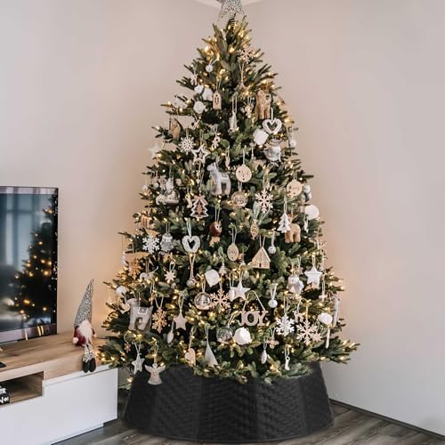 Black Tree Collar Christmas Tree Collar - 28 inch Tree Base Cover Plastic Tree Ring Xmas Ornament for Christmas New Year Party Gifts Festival Holiday Decoration by QueenDream - Image 5