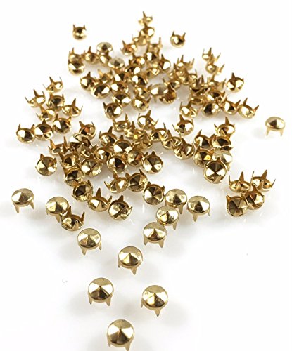 Nailheads / Spots / Studs - 20/107 (4.5mm) Round with Six Facets - Gold - 100 pieces 20ss Round with Six Sides Gold - Premium Quality Brass Nailheads