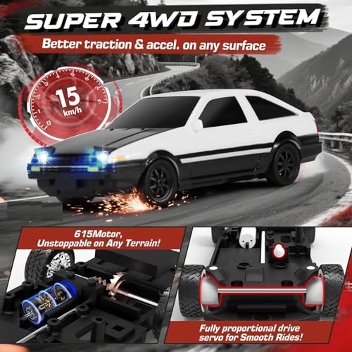 Image of Bestie toys Mini RC Drift Car with Gyro, 1 /43 Scale Remote Control Car High Speed Racing Micro Small with Full Proportional RTR 2.4GHz Remote 2 Tire Sets 8 Cones (Toyta Ae86)