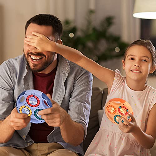 GERUI Rotierender Fingerwürfel Intelligenz Spiele, IQ Game Magic Bean Rotating Cube Spielzeug, Dekompression Puzzle Toys für Kinder Teens Erwachsene - Neueste Angst Linderung Spielzeug (Blau)