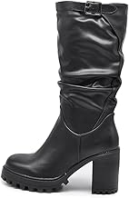 IF Fashion Women's Synthetic Leather Chunky Heel Platform Fringed Platform Boots 6641