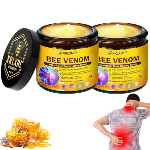 Blupure XRLXRL Bee Venom Relief Bone Healing Cream Professional Bee Venom Joint Cream for Back Neck Hands Knee for All Skin Types (2pcs)