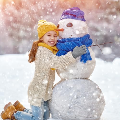 Image of ONESING Kids Knit Gloves - Stretchy Gloves for Boys Girls Winter, Solid Finger Gloves for Children