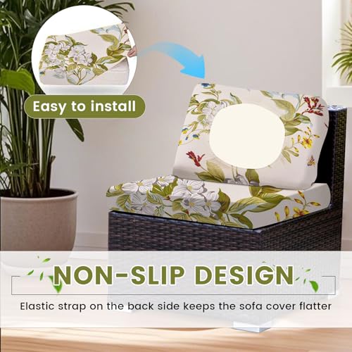 HANDONTIME 8Pcs Patio Cushion Covers Stretch Outdoor Couch Cover Waterproof by HANDONTIME - Used condition - Image 4