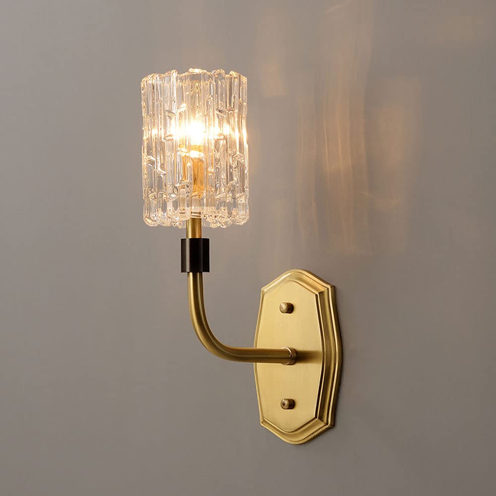 HXYSXHJUO Wall Lamps, Brass Glass Sconce Lighting Fixtures Suitable For Bedroom Bedside Living Room, Modern Lamp Copper Headboard Light Frosted Lampshade, Lantern (1-Light)