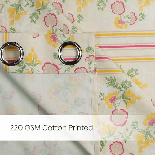 Image of haus & kinder Digital Printed Cotton Door Curtains 7 Feet Long Pack of 2 Door Curtains, 7 Feet Curtains for Door (Petaline, Multi 130x213 CM)