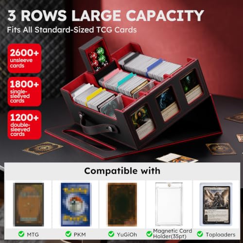 Image of Trading Card Storage Box, 2600+ MTG Deck Box with Magnetic Lid