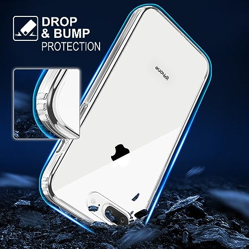Image of TENOC Phone Case Compatible with iPhone 7 Plus & iPhone 8 Plus, Clear Case Non-Yellowing Protective Bumper Hard Back Cover for 5.5 Inch