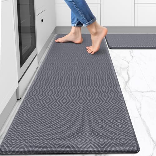 2-Pc Mattitude Cushioned Anti-Fatigue Kitchen Mat Set: Grey 59" or Black 47" - image 1