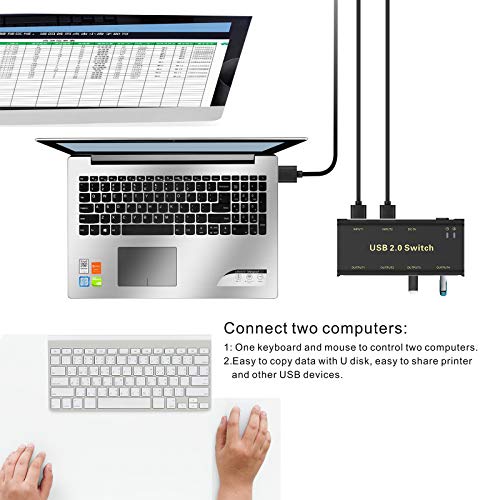 image for USB Switch Selector,ABLEWE KVM Switcher 4-Port USB 2.0 Peripheral Shar