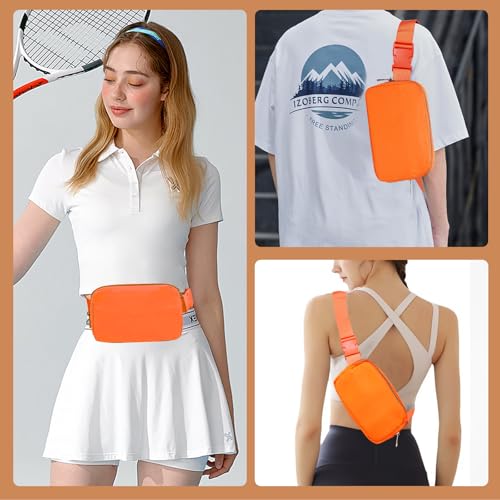 JENCVNL Bauchtasche Damen Gürteltasche Herren, Nylon Hüfttaschen Mode Brustbeutel Umhängetasche Crossbody Bag mit verstellbarem Riemen für Laufen Wandern Training Reisen (Orange)