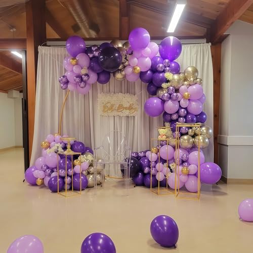 Image of Purple and Gold Balloons, 12 Inch 35PCS Dark Pastel Purple Lavender Balloons with Metallic Gold Confetti Balloon for Girls Women Wedding Baby Shower Butterfly Princess Theme Birthday Party Decorations