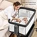 Baby Bassinet Bedside Sleeper,3-in-1 Rocking Bassinet for Baby with 6-Level Height Adjustable, 4 Wheels & Breathable Mesh Walls, Portable Bedside Crib with Mattress for Newborn