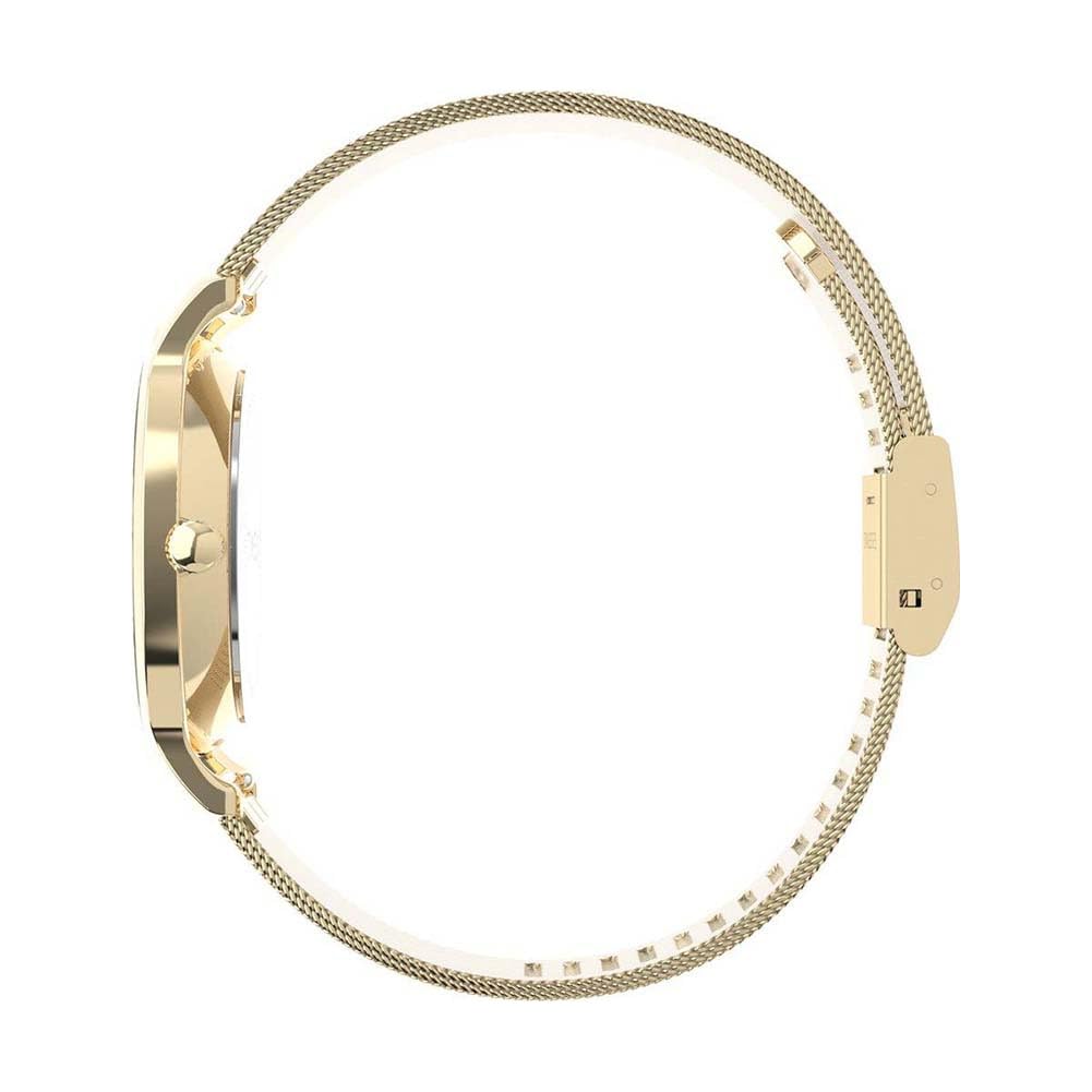 Timex Transcend TW2Y10300 - Orologio da donna da 34 mm, cinturino in maglia color oro e quadrante argentato