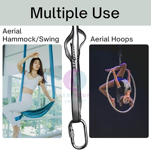 Image of Streetup India Nylon 6 Loop Strong Daisy Chain With Carabiner for Extension of Aerial Hammock, Yoga Swing| Climbing /Hanging Strap (Set of 2)